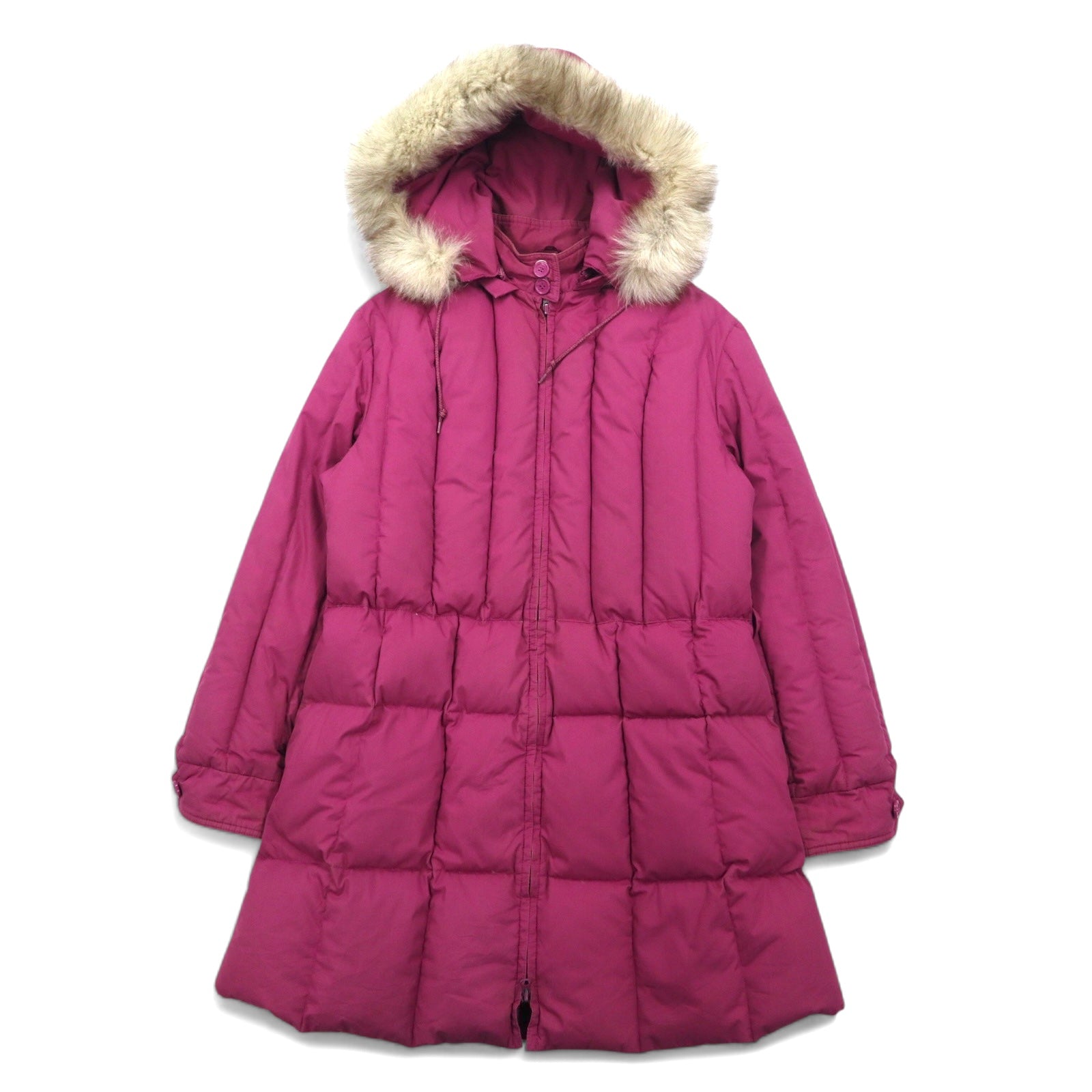 Cabela's 90s Down Jacket, Down Coat, L, Pink, Double Zip, Fur, Removable Hood