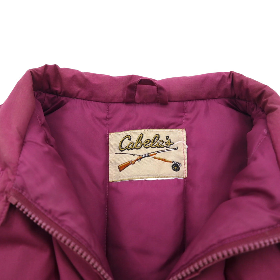 Cabela's 90s Down Jacket, Down Coat, L, Pink, Double Zip, Fur, Removable Hood