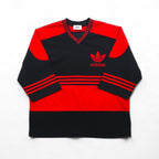 adidas 90s Trefoil Logo Embroidered Game Shirt, XL, Black and Red, Polyester