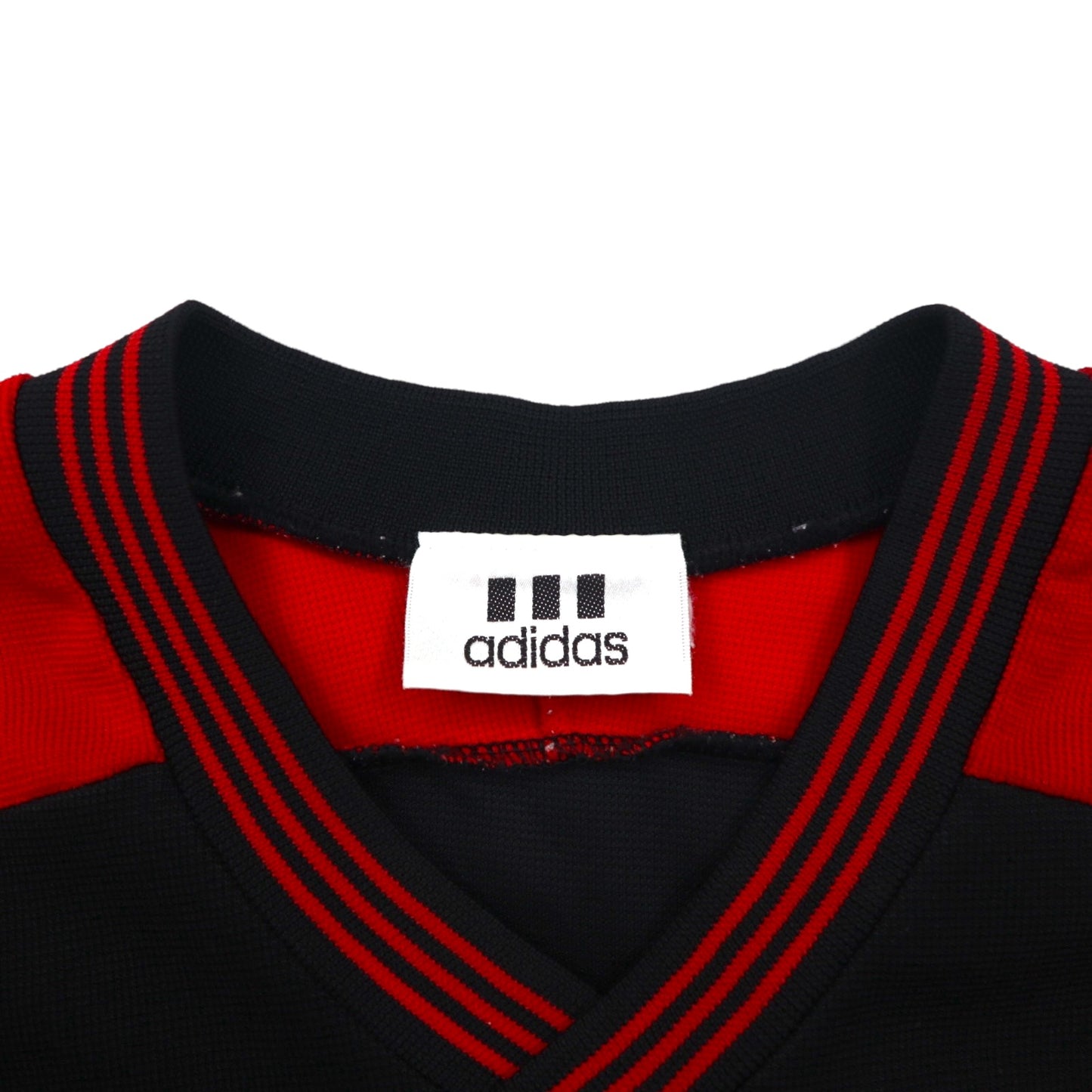 adidas 90年代 トレフォイルロゴ刺繍 ゲームシャツ XL ブラック レッド ポリエステル