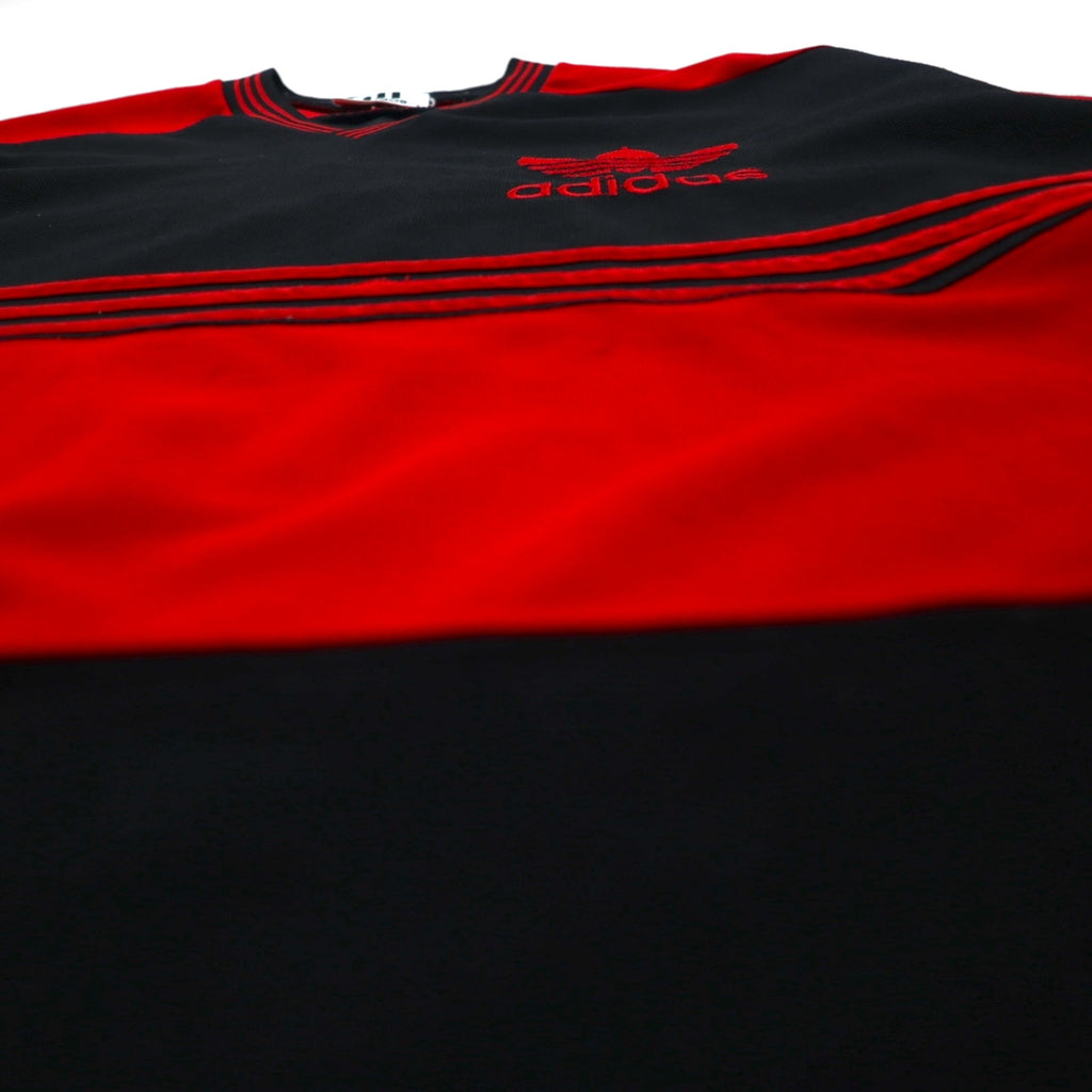 adidas 90s Trefoil Logo Embroidered Game Shirt, XL, Black and Red, Polyester
