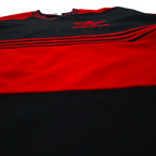 adidas 90s Trefoil Logo Embroidered Game Shirt, XL, Black and Red, Polyester