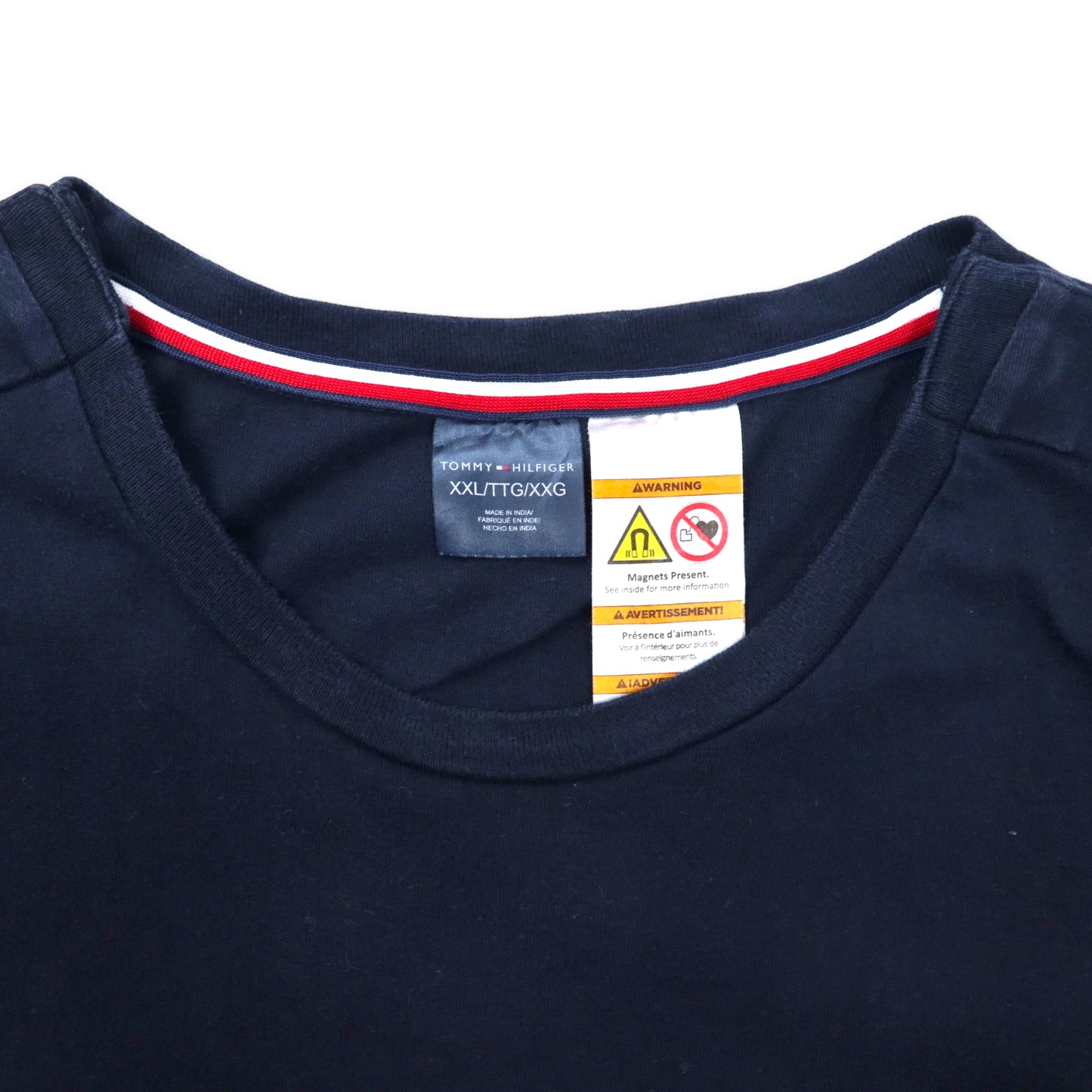 TOMMY HILFIGER ポケットTシャツ XXL ネイビー コットン ショルダー マグネット開閉 ビッグサイズ