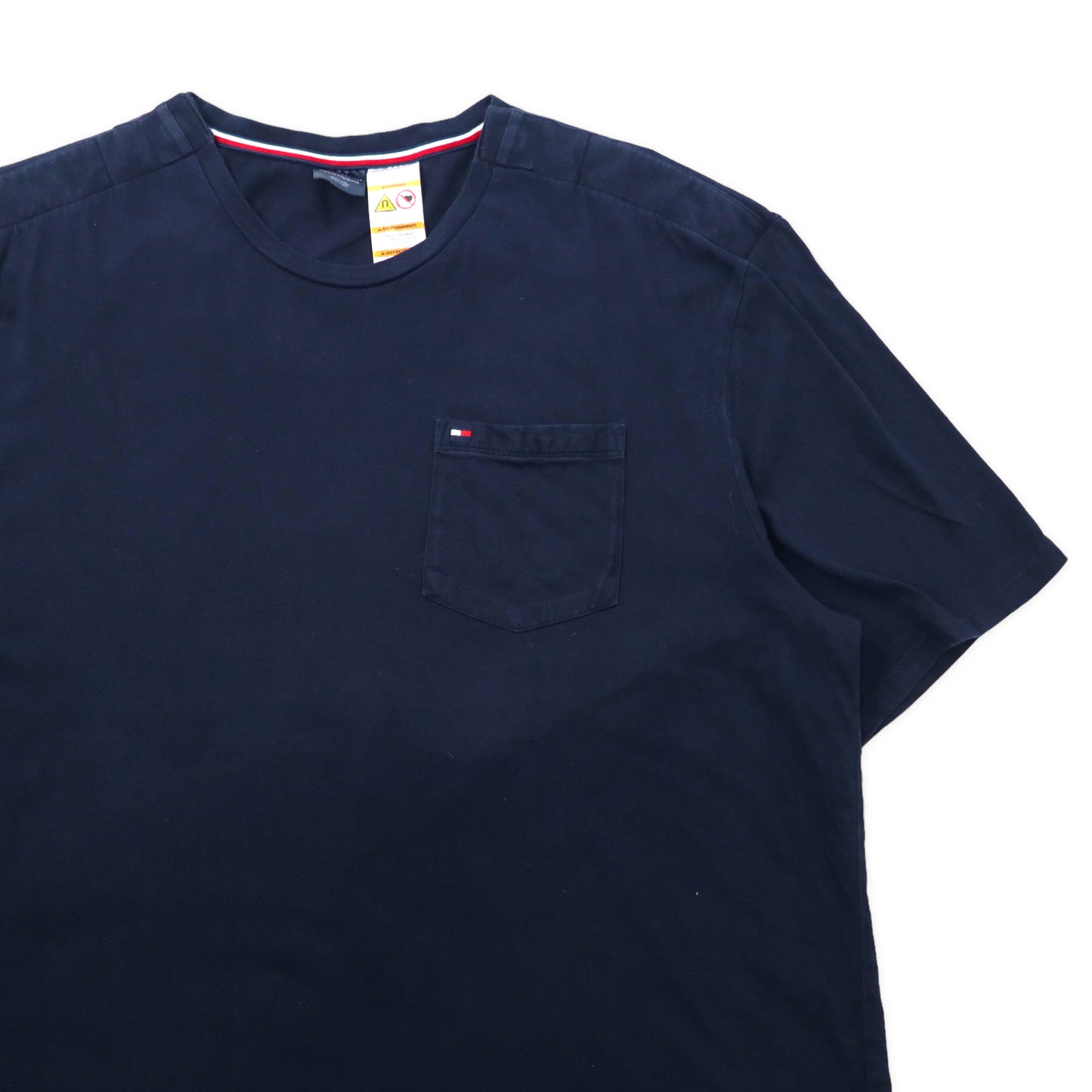 TOMMY HILFIGER ポケットTシャツ XXL ネイビー コットン ショルダー マグネット開閉 ビッグサイズ