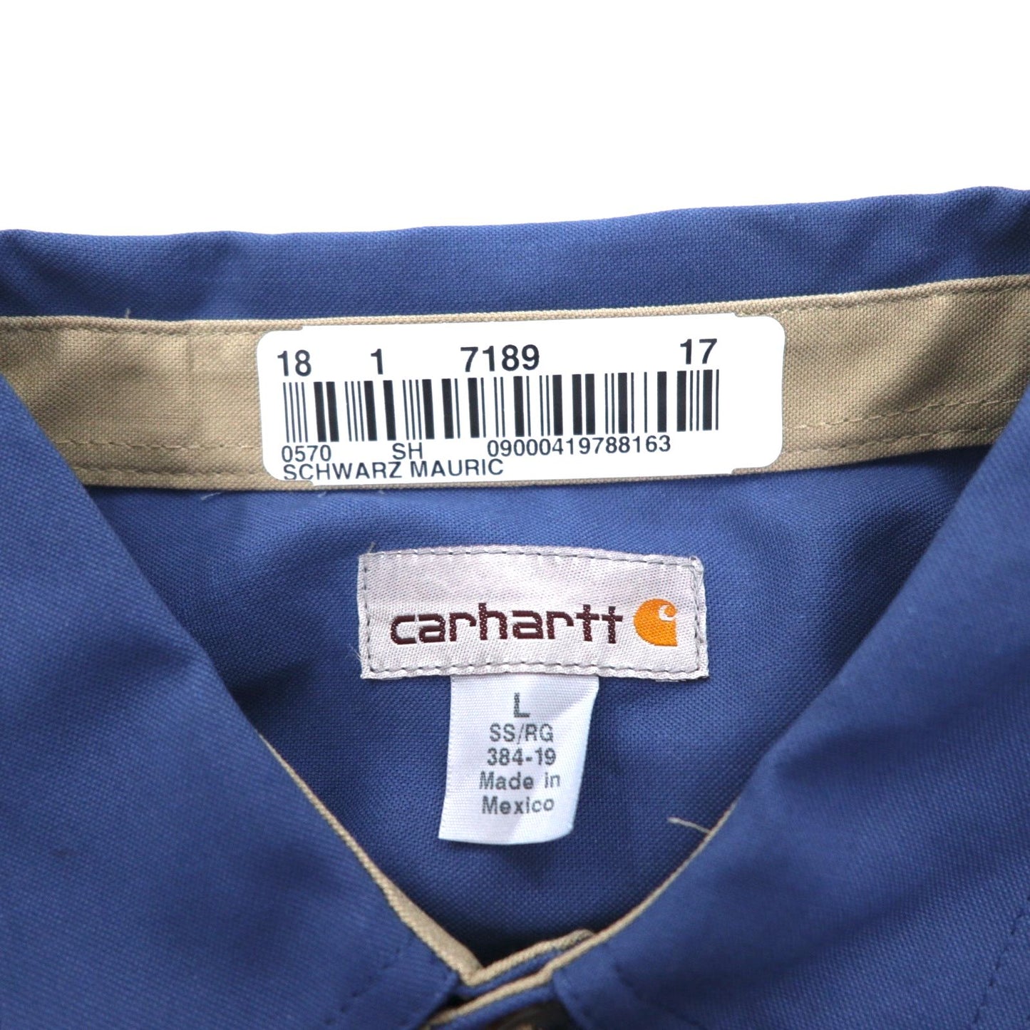 Carhartt Short Sleeve Work Shirt L Navy Chest Pocket US Company Embroidery TIMBER AUTOMATION 384-19