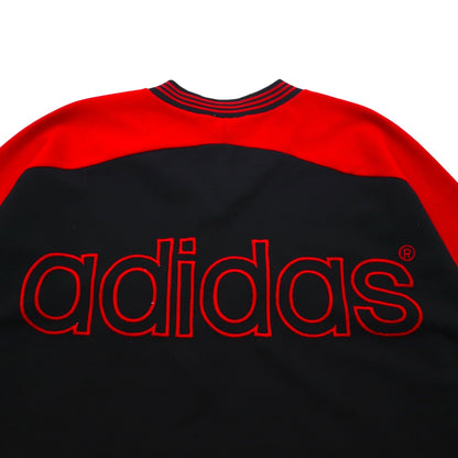 adidas 90年代 トレフォイルロゴ刺繍 ゲームシャツ XL ブラック レッド ポリエステル