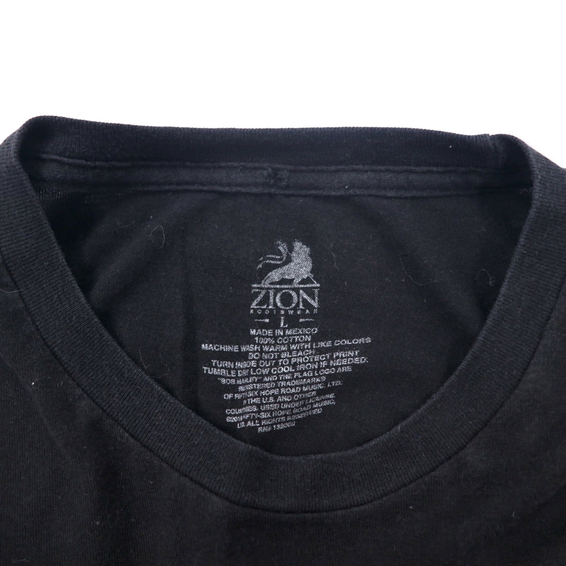 ZION ROOTSWEAR ボブマーリー バンド Tシャツ L ブラック コットン メキシコ製