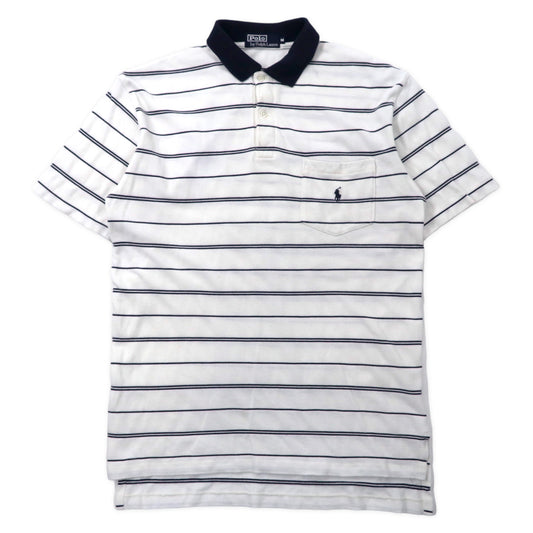 Polo by Ralph Lauren ボーダー ポロシャツ M ホワイト ネイビー コットン スモールポニー刺繍