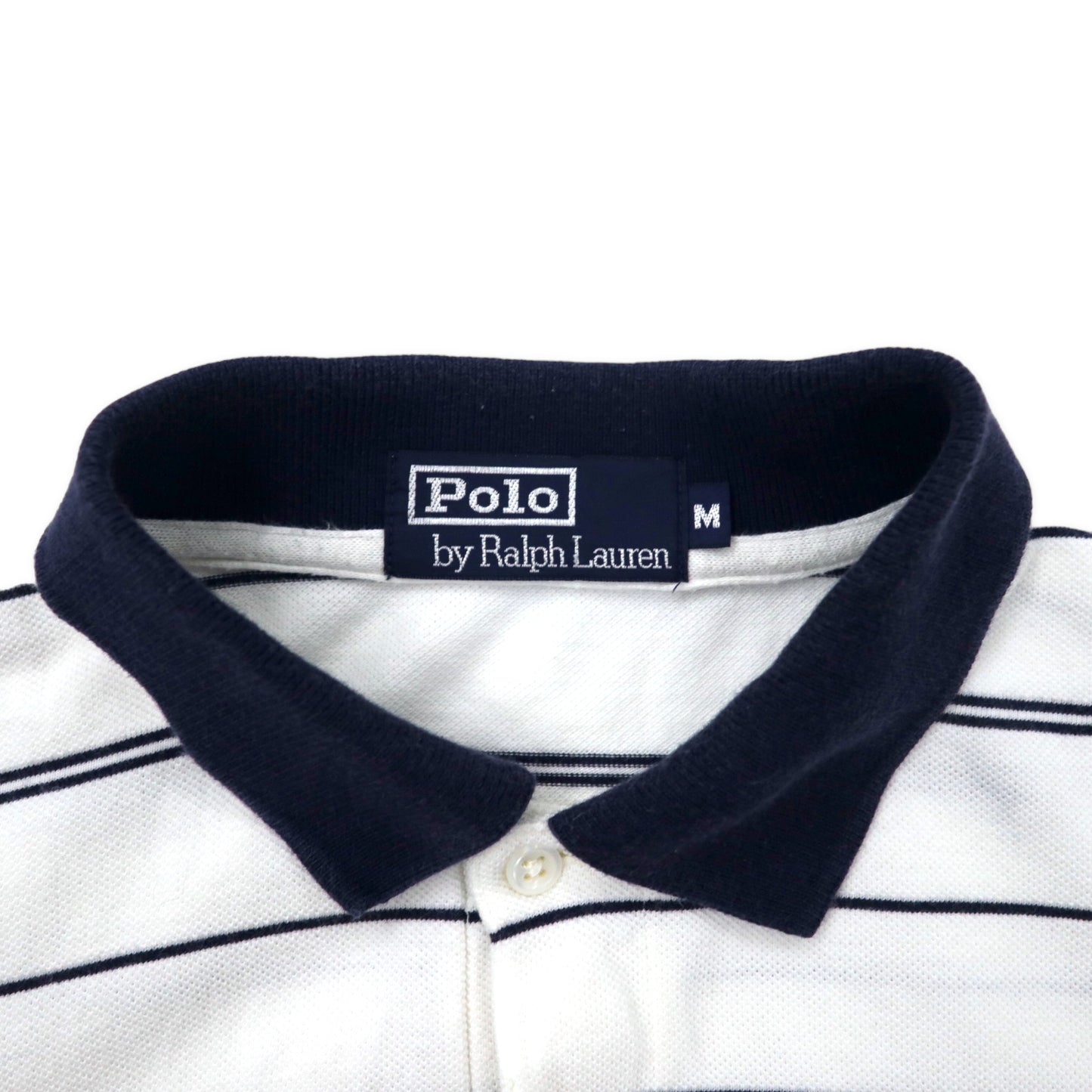 Polo by Ralph Lauren ボーダー ポロシャツ M ホワイト ネイビー コットン スモールポニー刺繍