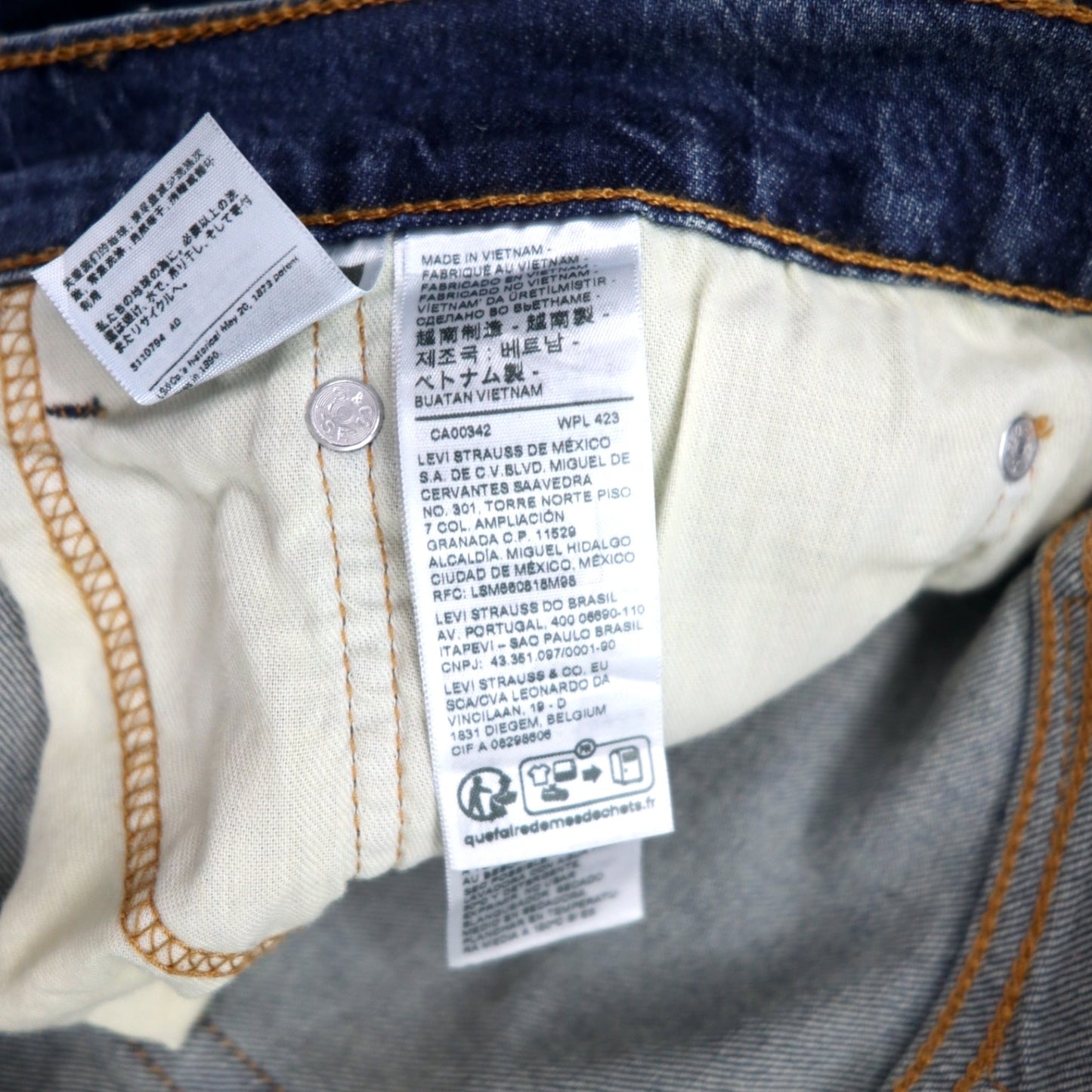 Levi's 505 レギュラー ストレート デニムパンツ 34 ブルー コットン ストレッチ 505-2309