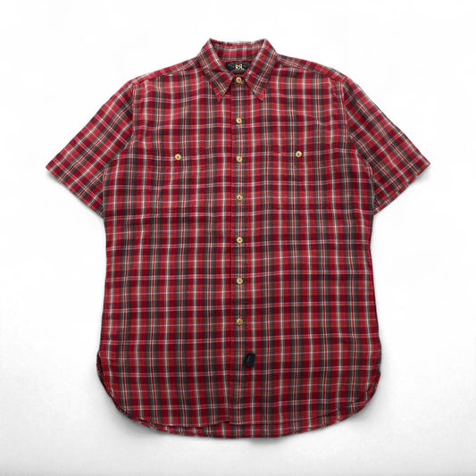 RRL (DOUBLE RL RALPH LAUREN) 90年代 第一期 三つ星タグ 半袖 シャツ L レッド チェック コットン
