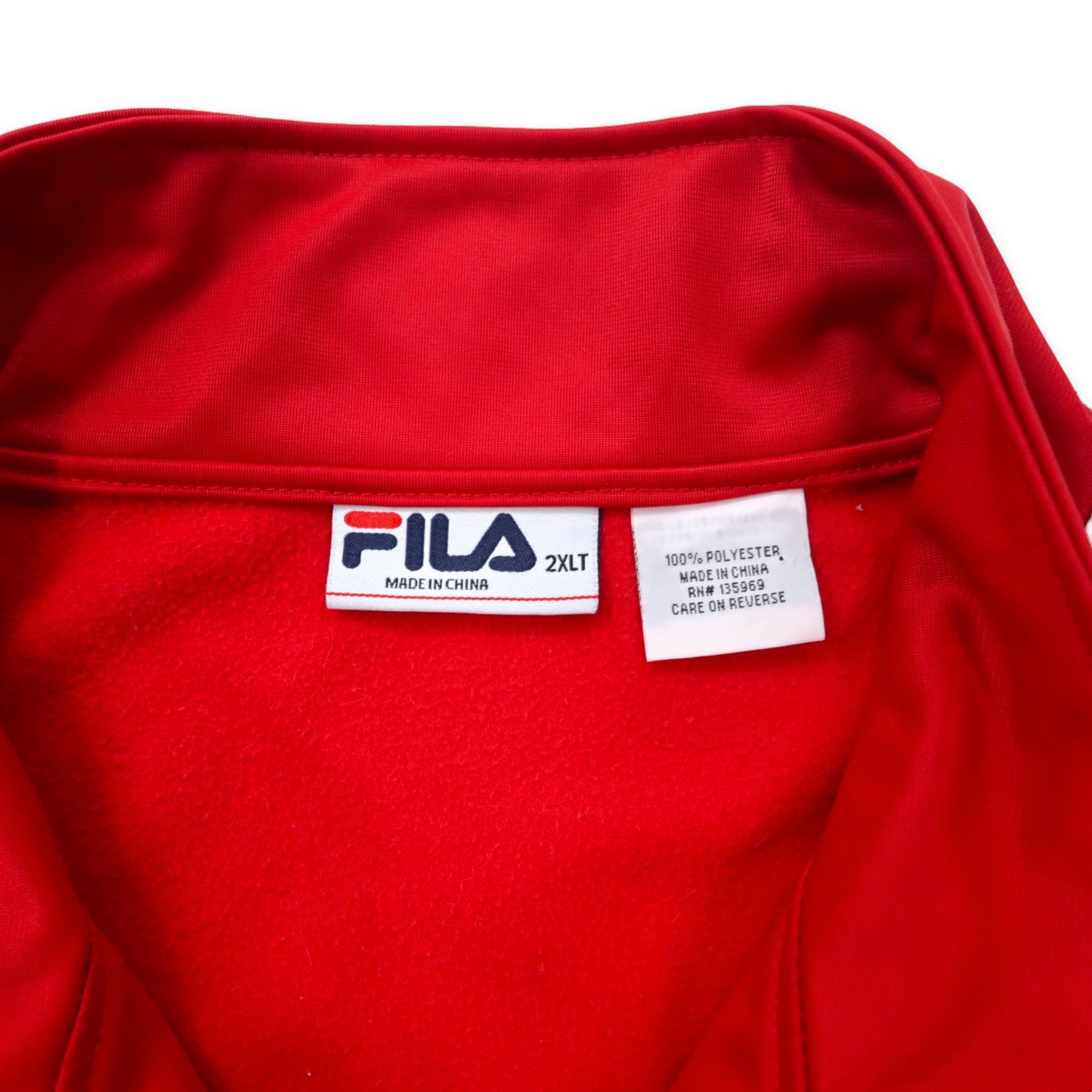 FILA トラックジャケット ジャージ 2XLT レッド ポリエステル テープロゴ ビッグサイズ