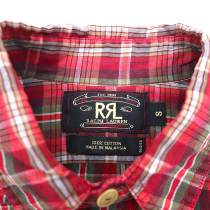 RRL (DOUBLE RL RALPH LAUREN) 90年代 第一期 三つ星タグ 半袖 シャツ L レッド チェック コットン
