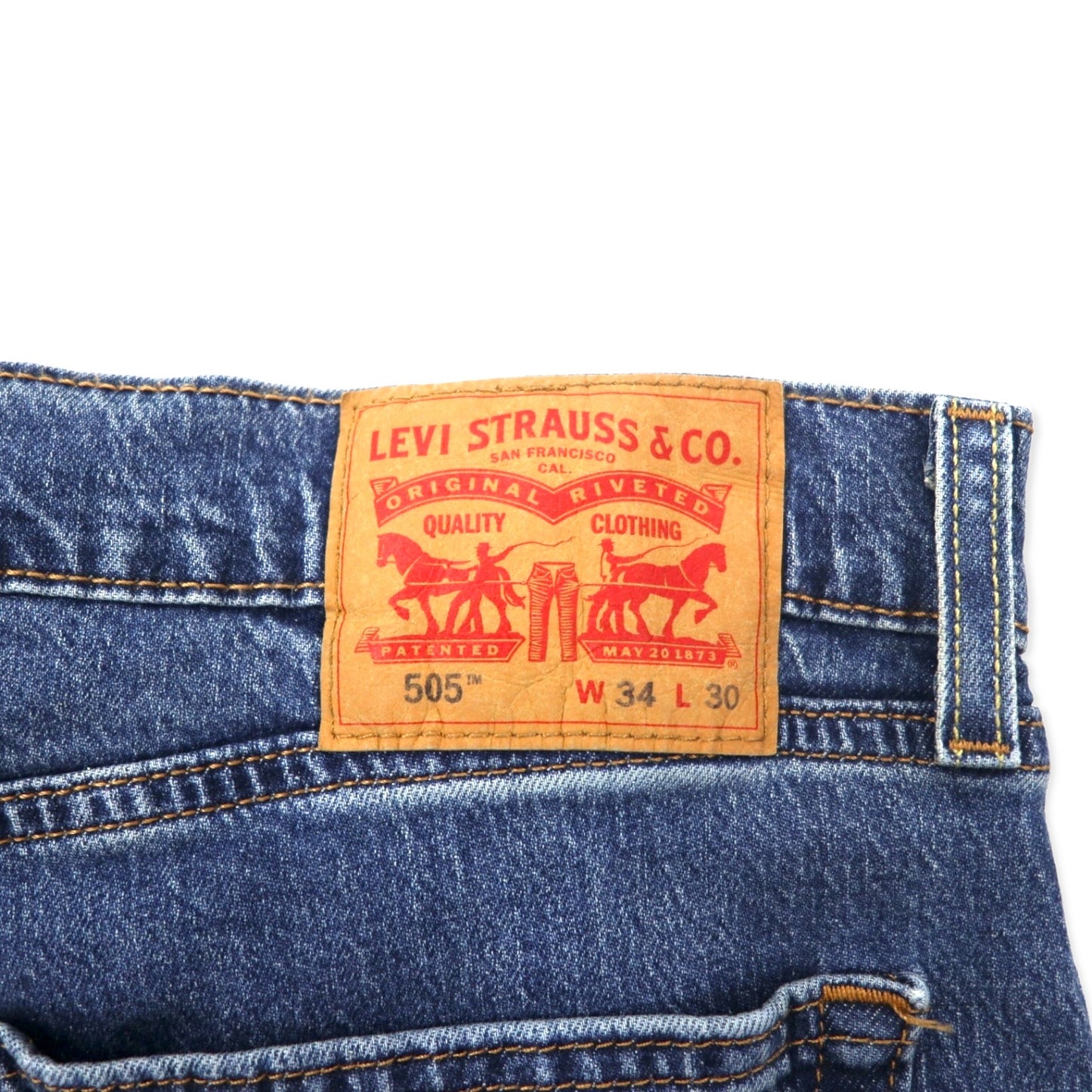 Levi's 505 レギュラー ストレート デニムパンツ 34 ブルー コットン ストレッチ 505-2309