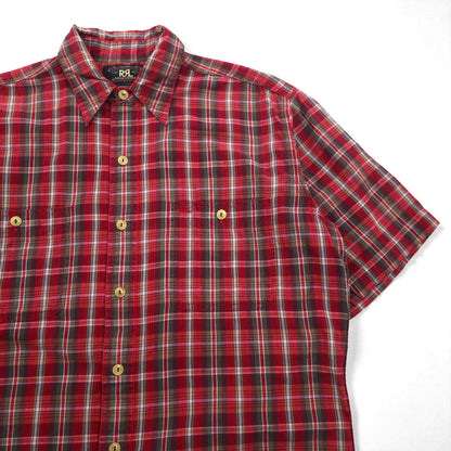 RRL (DOUBLE RL RALPH LAUREN) 90年代 第一期 三つ星タグ 半袖 シャツ L レッド チェック コットン