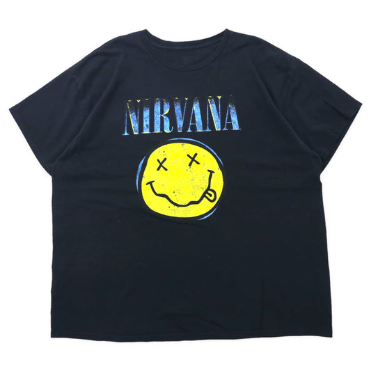 NIRVANA ニルヴァーナ バンドTシャツ 2XL ブラック コットン スマイリー ビッグサイズ