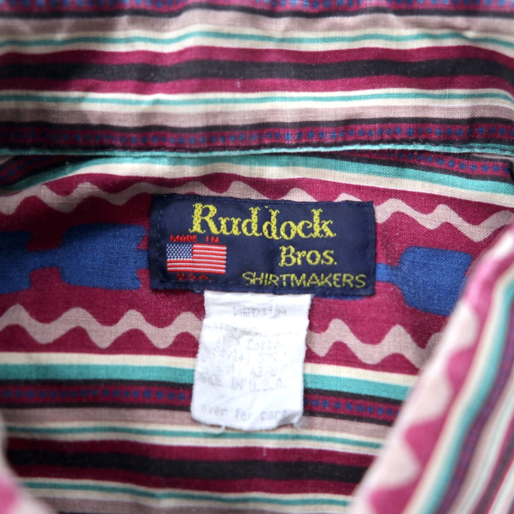 Ruddock Bros. USA Made 80s Print Button Down Shirt, Medium, Multicolor, Cotton