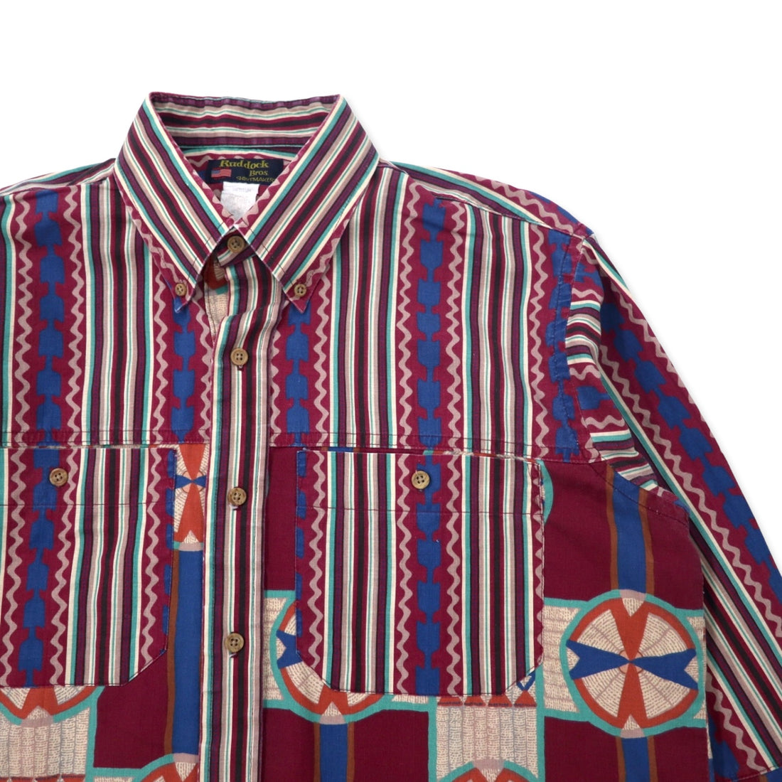 Ruddock Bros. USA Made 80s Print Button Down Shirt, Medium, Multicolor, Cotton