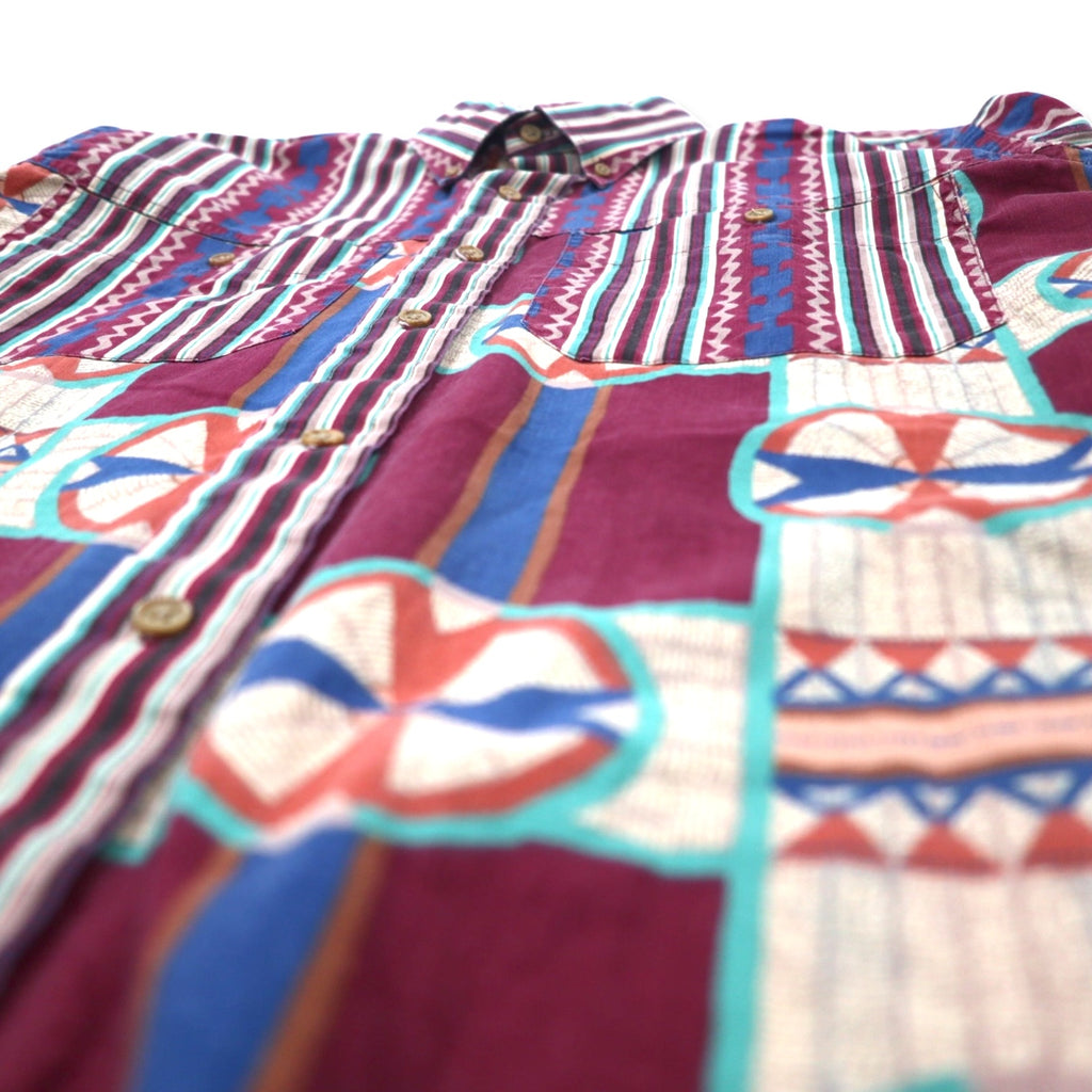 Ruddock Bros. USA Made 80s Print Button Down Shirt, Medium, Multicolor, Cotton