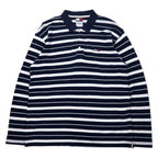 日本然リトテ-古着オンライン-TOMMY JEANS 90年代 ボーダー ラガーシャツ ポロシャツ 長袖 L ネイビー コットン-TOMMY JEANS 90's Striped Rugby Shirt Polo Shirt Long Sleeve L Navy Cotton