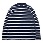 TOMMY JEANS 90s Striped Rugby Shirt Polo Shirt Long Sleeve L Navy Cotton