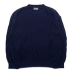 Vintage 90s Jacquard Knit UOMO ITALIA アクリル ニット ブロックチェック ジャガード セーター M ネイビー
