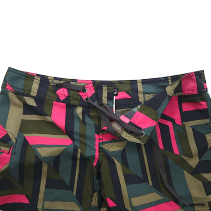patagonia ボードショーツ Wavefarer Board Shorts ショートパンツ S グレー ピンク 幾何学柄 ナイロン 78552