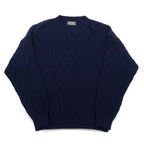 Vintage 90s Jacquard Knit UOMO ITALIA アクリル ニット ブロックチェック ジャガード セーター M ネイビー
