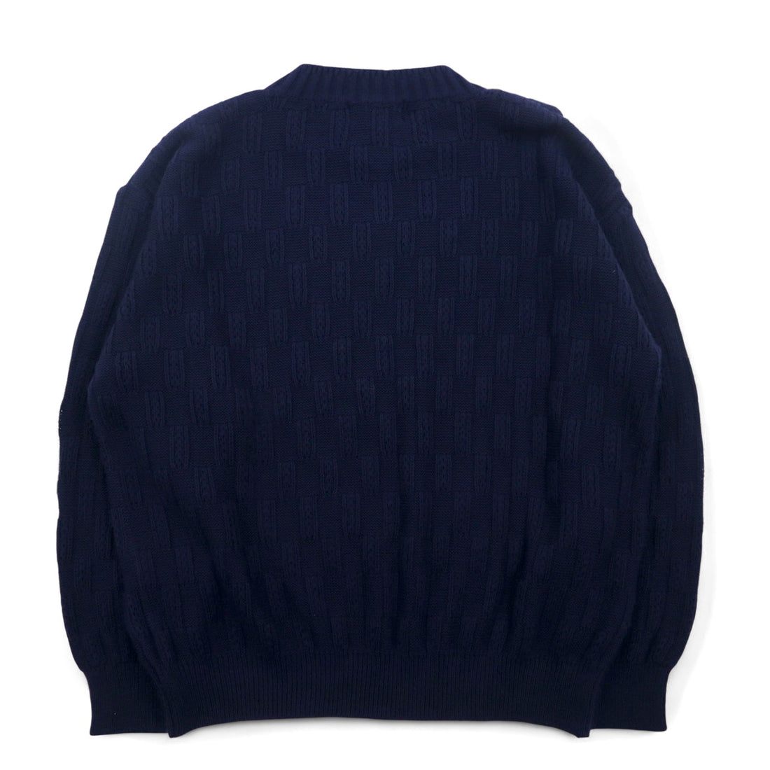 Vintage 90s Jacquard Knit UOMO ITALIA アクリル ニット ブロックチェック ジャガード セーター M ネイビー