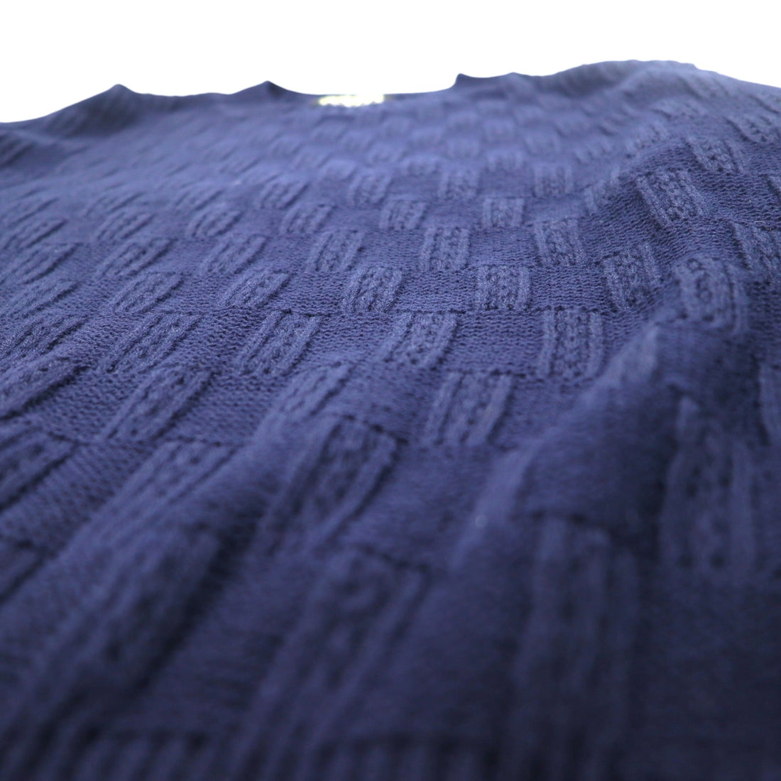 Vintage 90s Jacquard Knit UOMO ITALIA アクリル ニット ブロックチェック ジャガード セーター M ネイビー