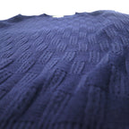 Vintage 90s Jacquard Knit UOMO ITALIA アクリル ニット ブロックチェック ジャガード セーター M ネイビー