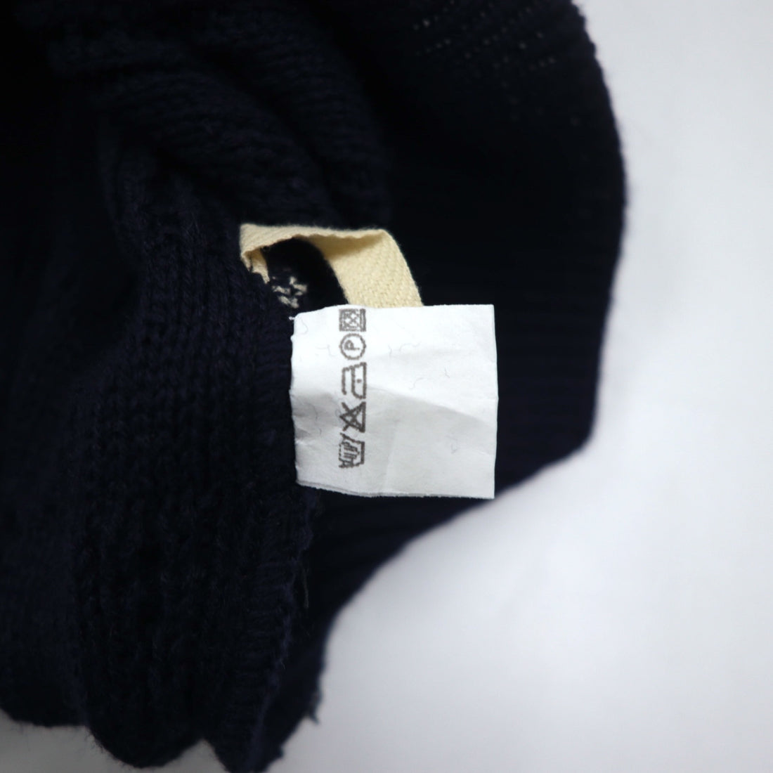Vintage 90s Jacquard Knit UOMO ITALIA アクリル ニット ブロックチェック ジャガード セーター M ネイビー