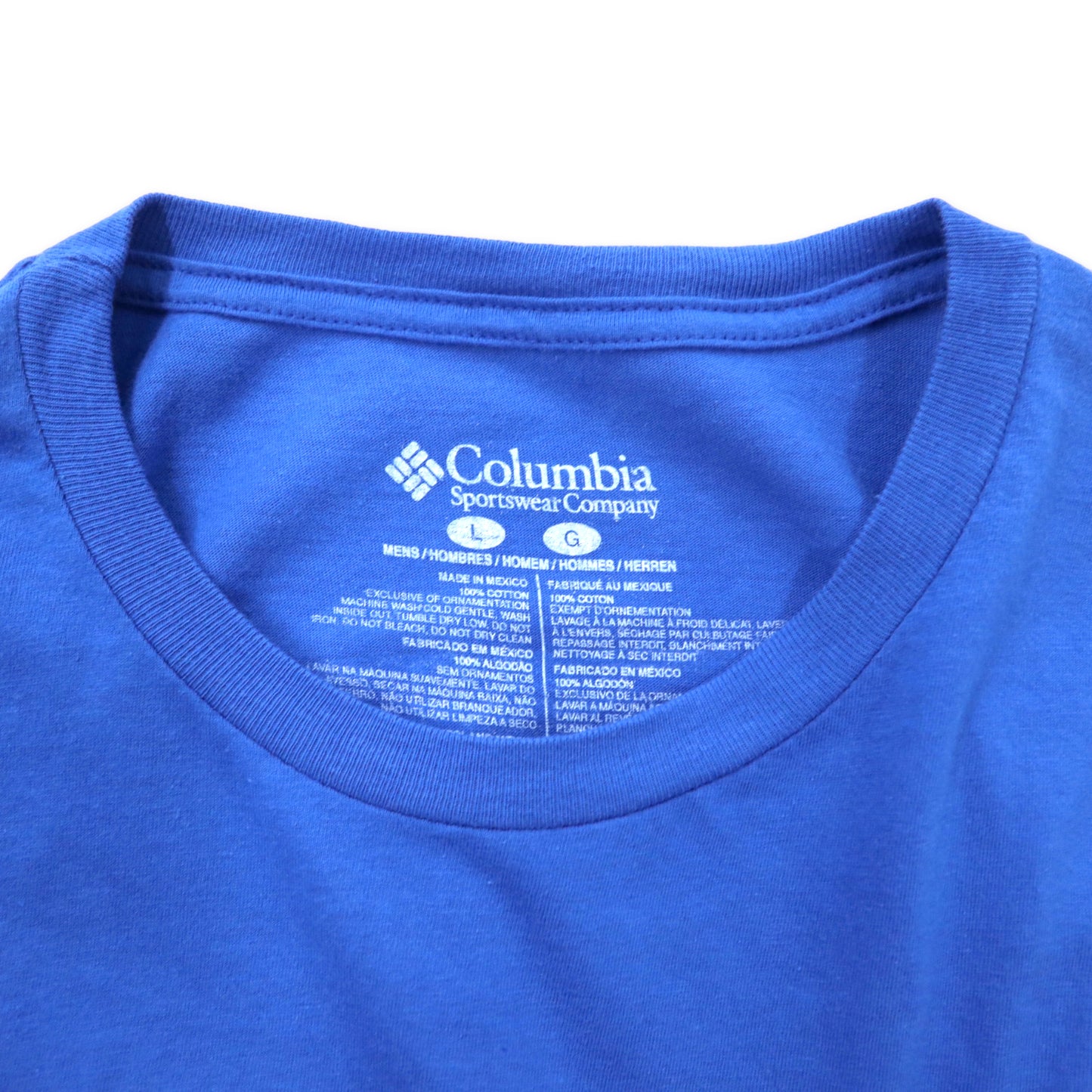 Columbia PFG ロゴプリントTシャツ L ブルー コットン バックプリント メキシコ製