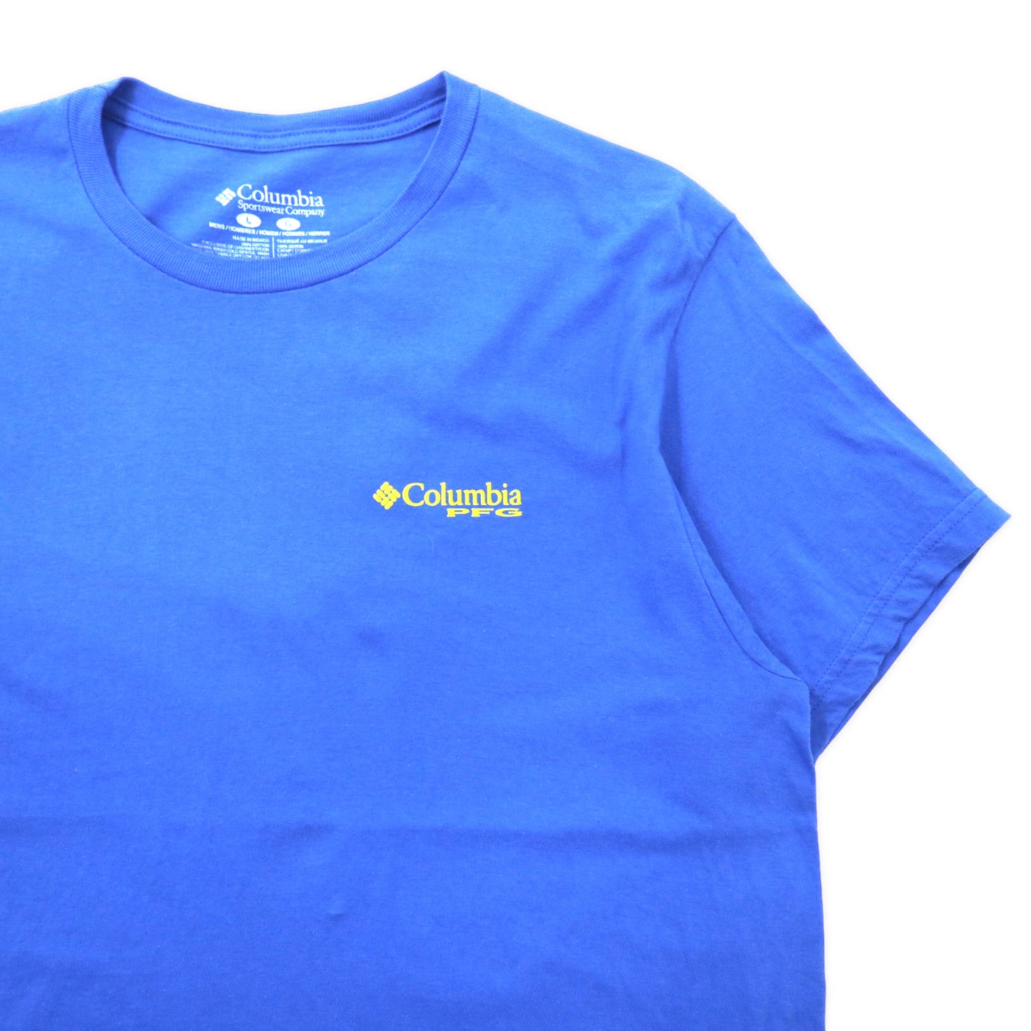 Columbia PFG ロゴプリントTシャツ L ブルー コットン バックプリント メキシコ製