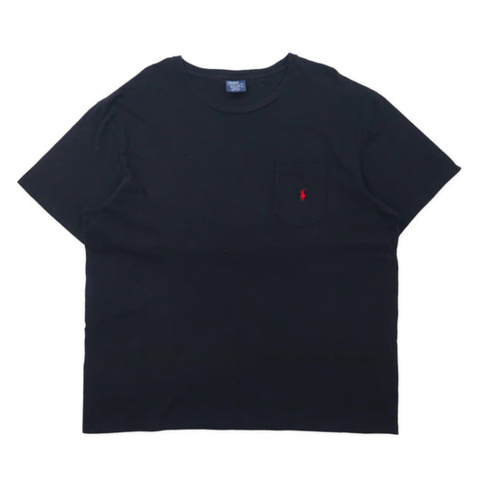 日本然リトテ-古着オンライン-Polo by Ralph Lauren ポケットTシャツ XL ブラック コットン スモールポニー刺繍 ビッグサイズ-POLO BY RALPH LAUREN Pocket T-Shirt XL Black Cotton Small Pony Embroidery Big Size