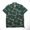 BIG JOHN 90s Open Collar Aloha Shirt, Box Shirt, Size S, Green, Cotton, All-Over Print, Beach