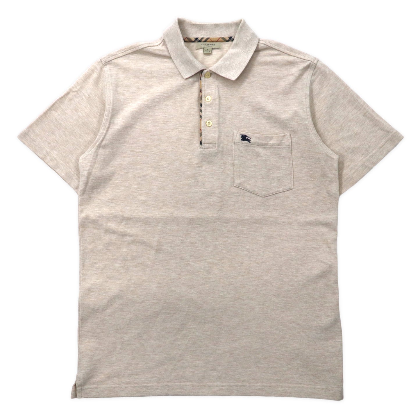 BURBERRY CHECKED Switching Polo Shirt S Beige Cotton One Point