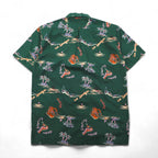 BIG JOHN 90s Open Collar Aloha Shirt, Box Shirt, Size S, Green, Cotton, All-Over Print, Beach