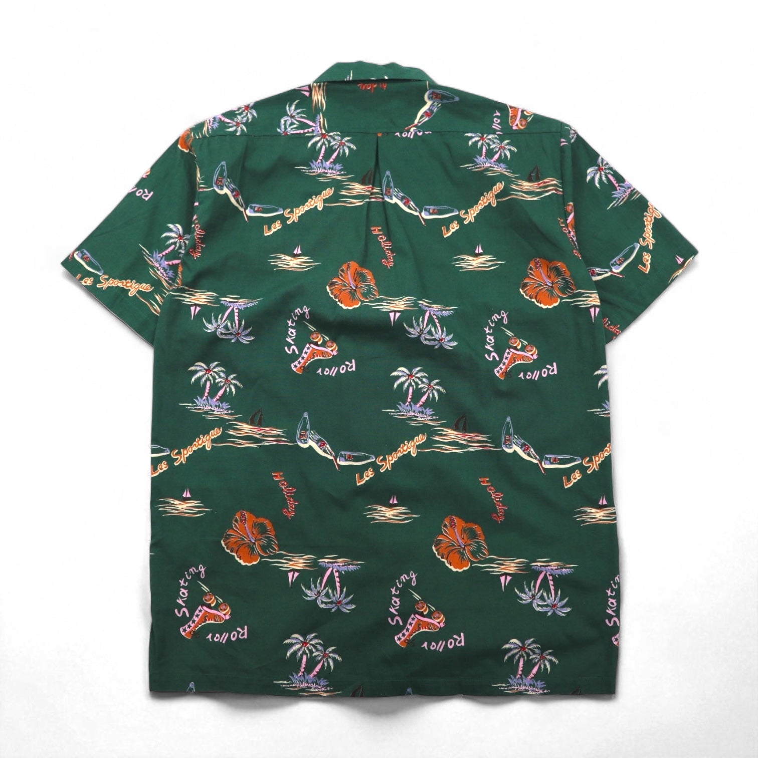 BIG JOHN 90s Open Collar Aloha Shirt, Box Shirt, Size S, Green, Cotton, All-Over Print, Beach