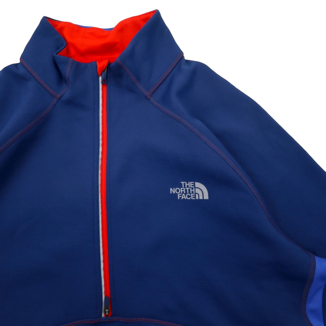 THE NORTH FACE Flash Dry Half Zip Track Shirt M Navy Polyester Stretch FLASHDRY Finger Holes Thumb Holes US Standard
