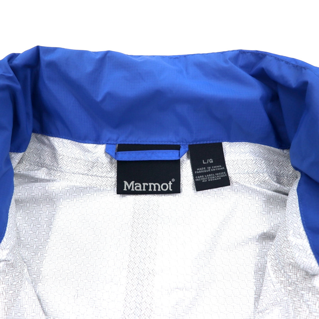 Marmot Mountain Parka L Blue Nylon Waterproof Breathable Retractable Hood PreCip Jacket G41200