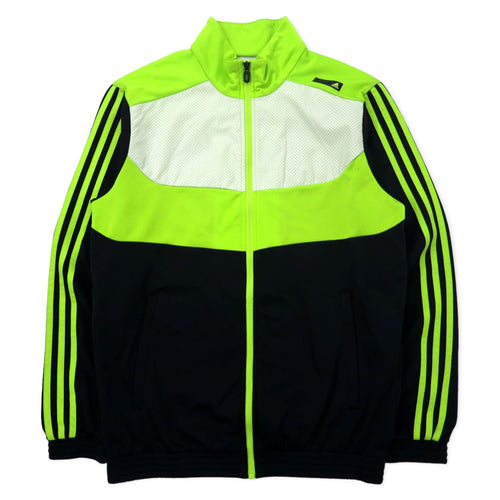 日本然リトテ-古着オンライン-adidas トラックジャケット ジャージ L グリーン ブラック ポリエステル 3ストライプス-adidas Track Jacket Jersey L Green Black Polyester 3 Striped S