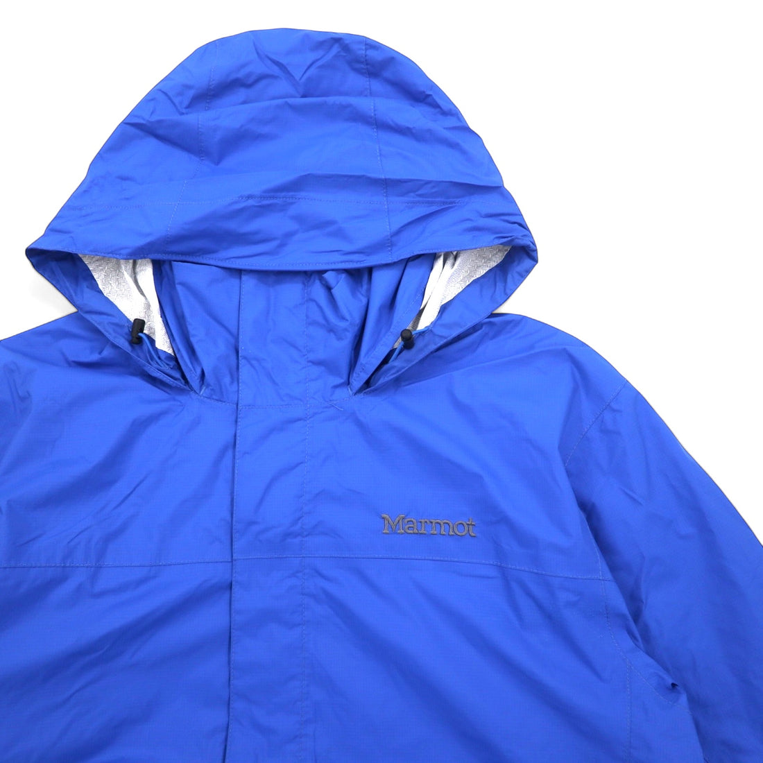 Marmot Mountain Parka L Blue Nylon Waterproof Breathable Retractable Hood PreCip Jacket G41200