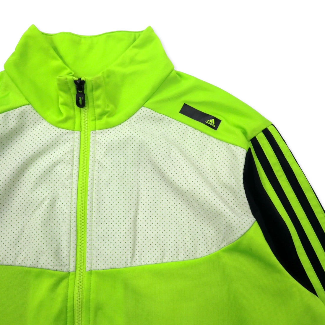 adidas Track Jacket Jersey L Green Black Polyester 3 Stripes