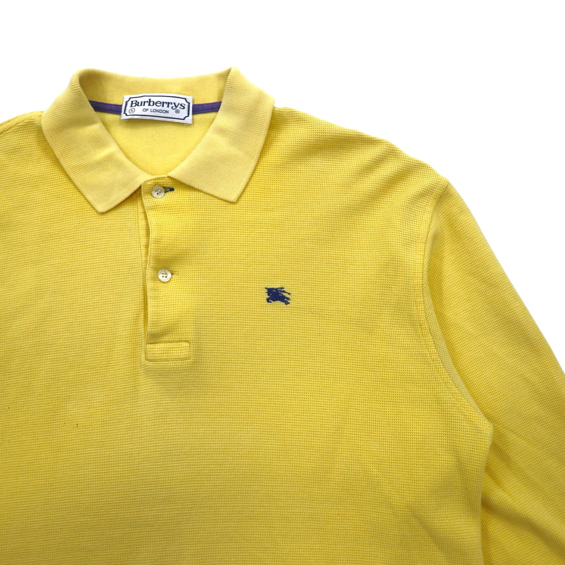 Burberrys OF LONDON Long Sleeve Polo Shirt L Yellow Cotton Logo Embroidery