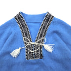 Vintage Tyrolean Knit Sweater チロリアン ニット セーター M ブルー アクリル フリンジ ノルディック