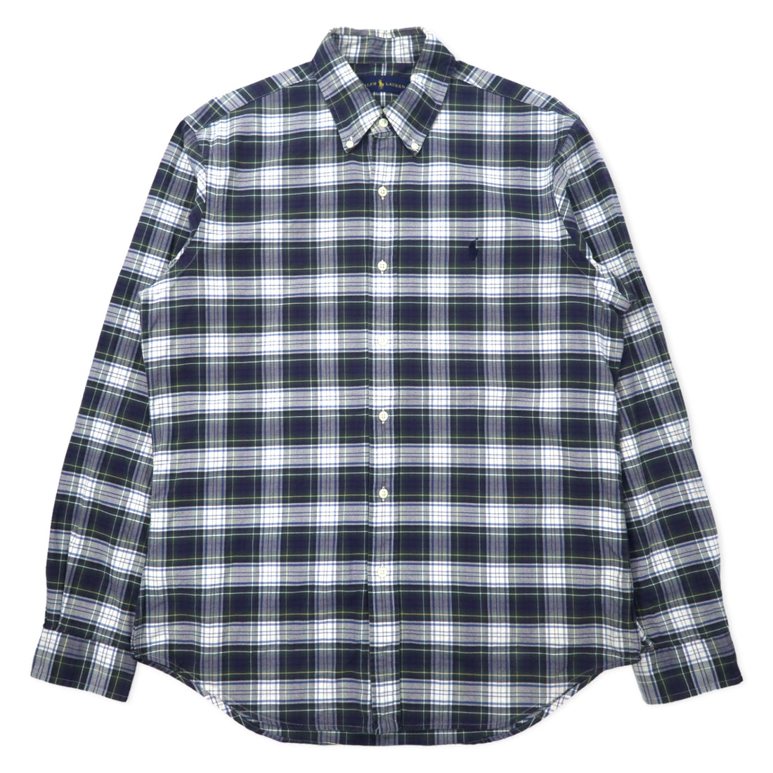 日本然リトテ-古着オンライン-RALPH LAUREN ボタンダウンシャツ M グリーン チェック コットン スモールポニー刺繍-RALPH LAUREN button-down Shirts M Green Checked Cotton Small Pony Embroidery