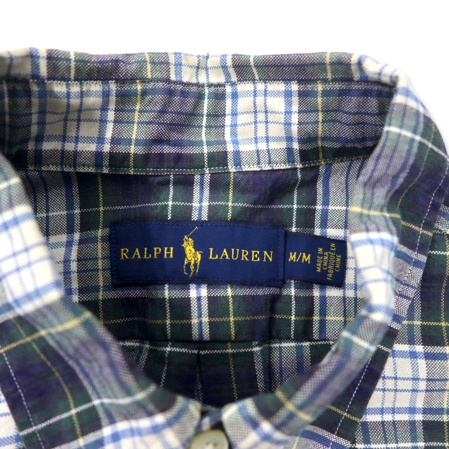 RALPH LAUREN ボタンダウンシャツ M グリーン チェック コットン スモールポニー刺繍