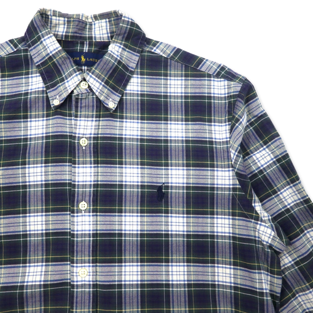 RALPH LAUREN Button-down shirt, M, green, check, cotton, small pony embroidery