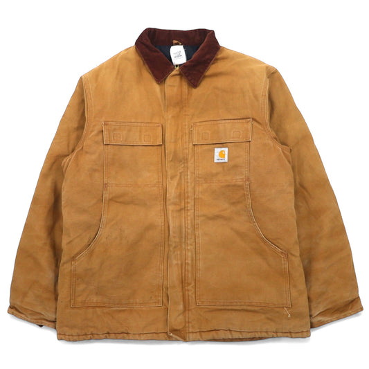 Carhartt USA製 ダック トラディショナルコート カバーオール 46 TALL ベージュ コットン 襟コーデュロイ キルティングライナー 中綿 Arctic Traditional Coat C03